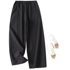 NWT Black Wide-Leg Pants with White Sneakers